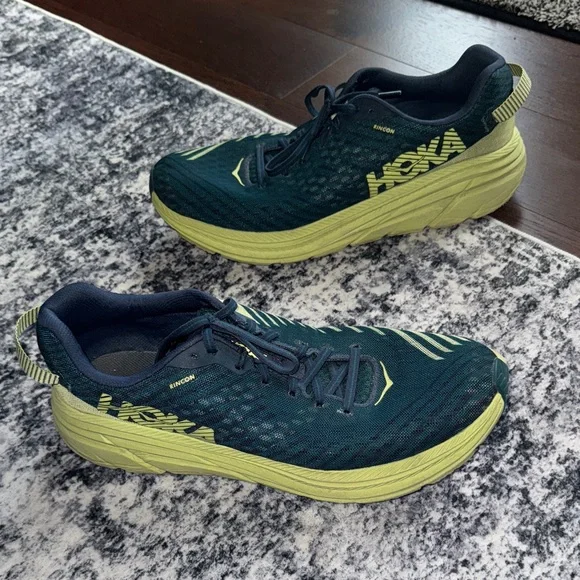 Men’s Hoka Rincon Athletic Shoes in Navy and Lime - Picture 9 of 9